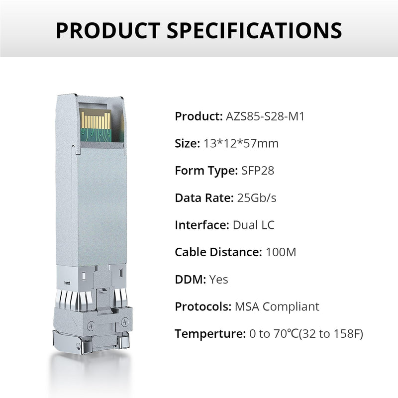 ipolex 25GBase-SR SFP28 SFP+ Transceiver Compatible with Cisco SFP-25G-SR-S, 850nm Duplex LC MMF, up to 100-m, DDM For Cisco
