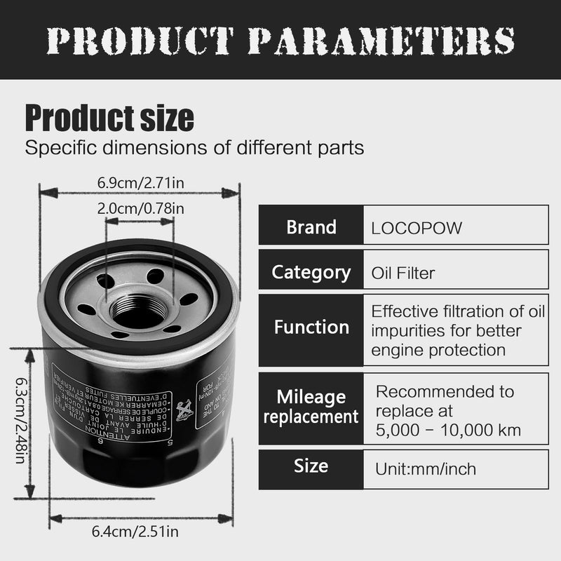 LOCOPOW 138 Oil Filter Part for Arctic Cat 400 500 450 550 650 700 1000 350 4X4 H1 TRV TBX Alterra Prowler Wildcat Aprilia RSV4 Tuono v4 660 Kymco MXU UXV 450I