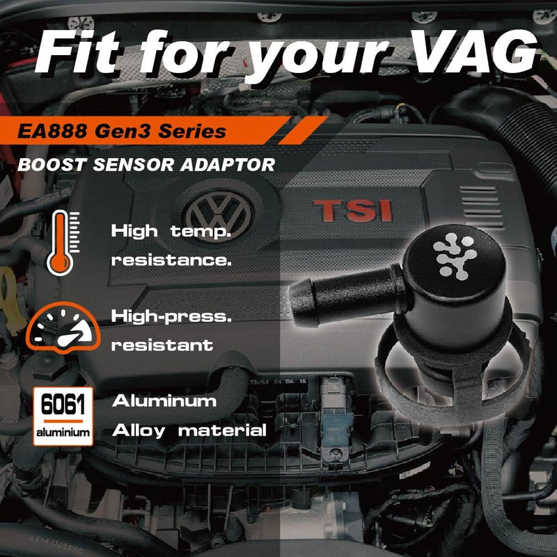 Shadow Boost Pressure Adapter for EA888 GEN3 2.0 TSI Audi A3 A4 S3 VW Golf Mk7 Gti TT Tiguan Arteon T-Roc Skoda Superb Octavia Kodiaq Seat Porsche Macan Turbo Boost Tap Adaptor