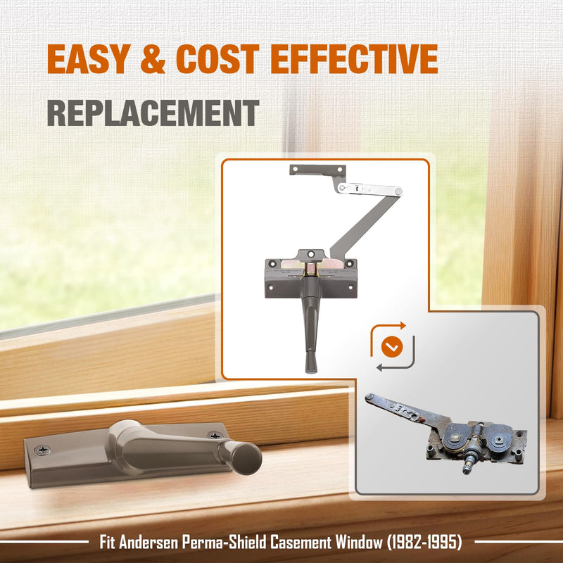 Split Arm Operator for Right Hand with Handle for Replacing Damaged Window Crank Fit Andersen Perma-Shield Casement Window (1982-1995), Stone Color