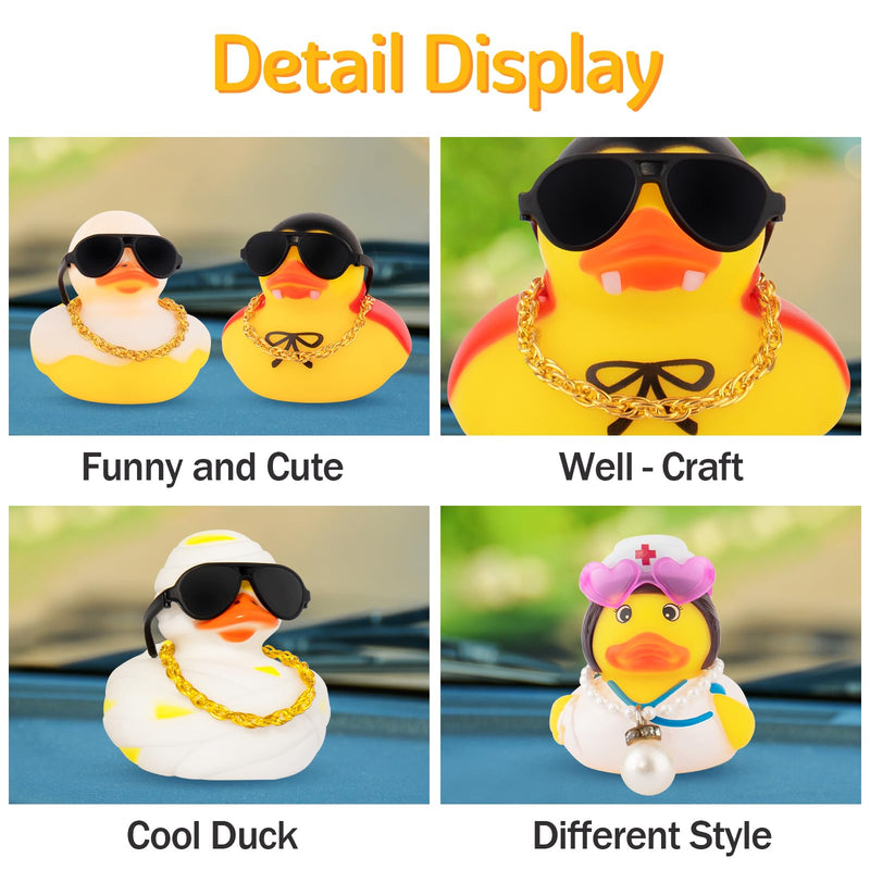 wonuu Car Dashboard Rubber Ducks for Halloween, Decorations Duck for Office Desk Ornament Accessories with Glasses Necklace, for Halloween Party Gifts (Nurse) Nurse