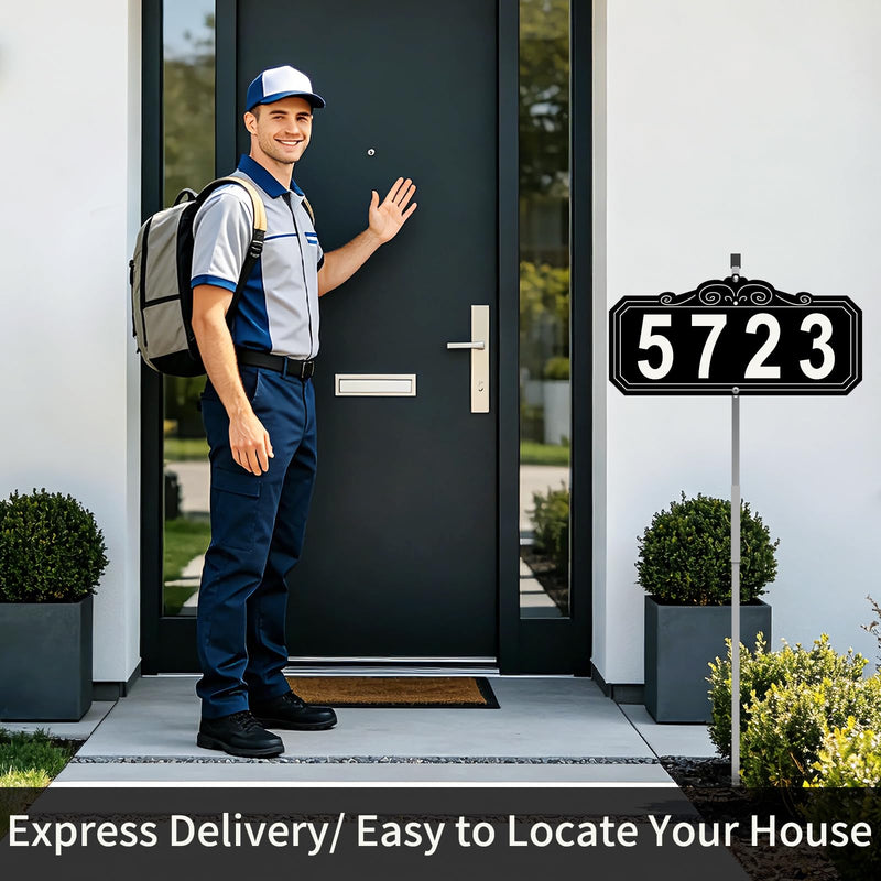 House Numbers for Outside,Yard Address Signs with Stakes, 28 x 13.4 InchWaterproof, Rustproof, House Number Yard Sign, Mailbox Number, Address Plaque. Use. Street, Home, Hotel, Office. (Black(Ground Mount)) Black(Ground Mount)
