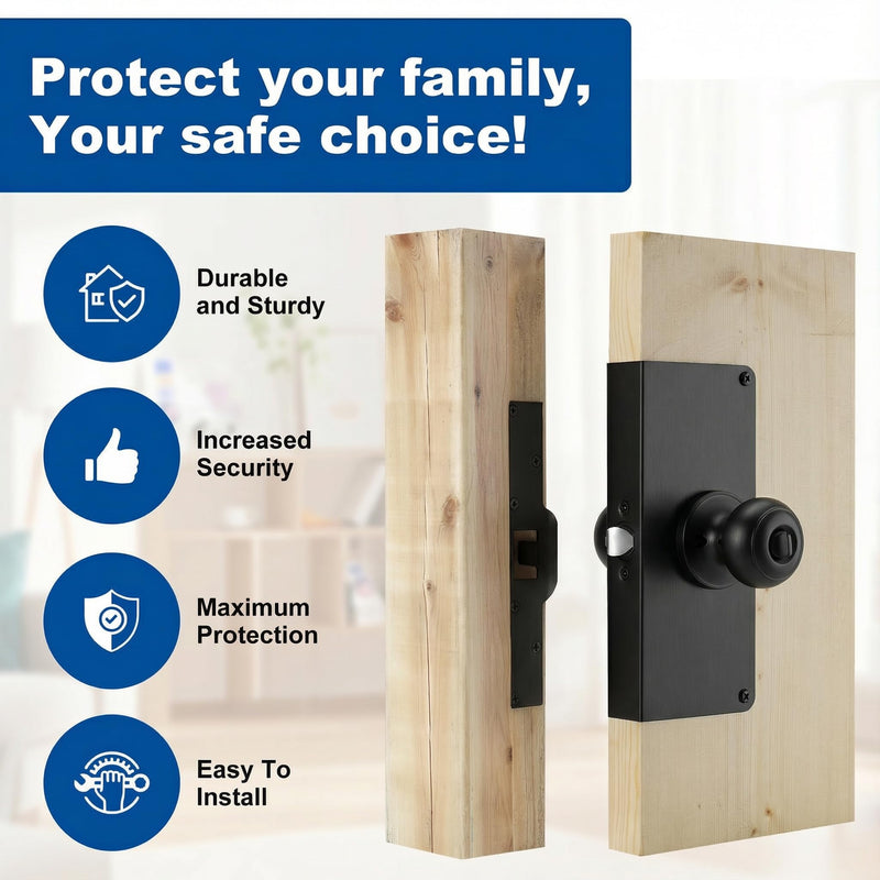 Black U 9585 Stainless Steel Lock and Door Reinforcement Plate fits 1-3/8" Thick Doors and Includes The Black U 9476 Security Latch Strike kit
