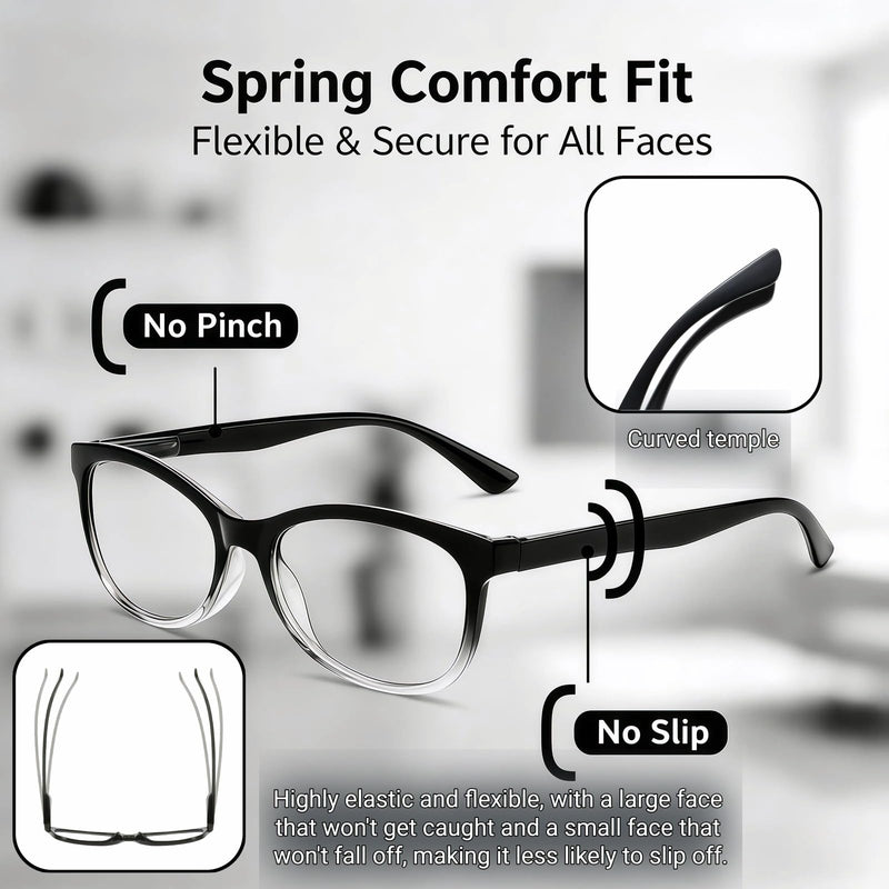 Auto Focus Reading Glasses for Men & Women - Auto Adjust Glasses From +0.50 to +2.50, Flexible Frame Eyeglasses for Small Print, Computer Screen & Close Work