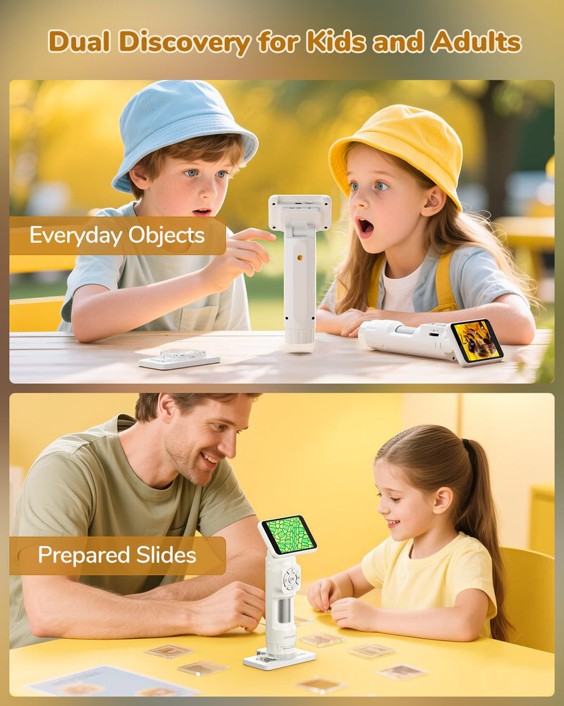 JL113 Microscope for Kids Adults with 2.8" IPS Screen, Handheld Digital Microscope Camera Anti-Shake, 1080P USB Coin Magnifier for Adults with 8 LED Light, Science Kit Kids, PC View, 32GB