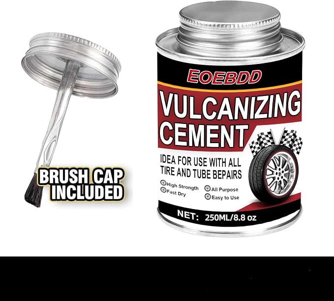  [AUSTRALIA] - Chemical Vulcanizing Cement 3.4FL.Oz, All Purpose Tire Repair Rubber Glue, Dry Clear Rubber Cement, Tire Patch Glue with Brush Top Can for Car, Motorcycle, Bike Tires