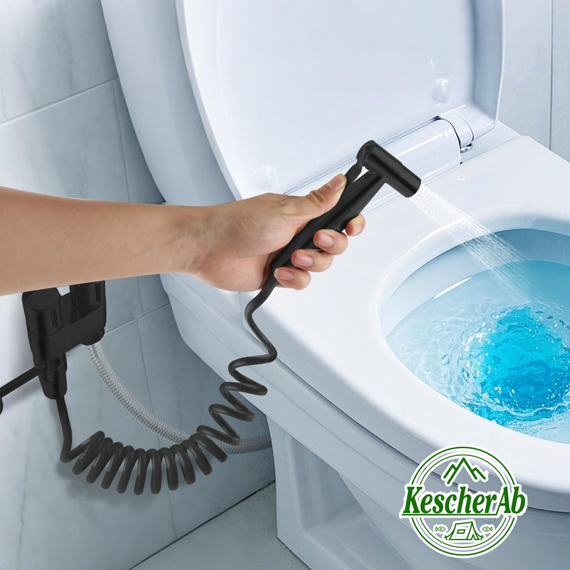 Handheld Toilet Bidet Sprayer for Toilet, Adjustable Water Pressure Control with Complete Bidet Spray Hoses Kit for Feminine Wash, Cloth Diaper Sprayer for Baby Wash Black