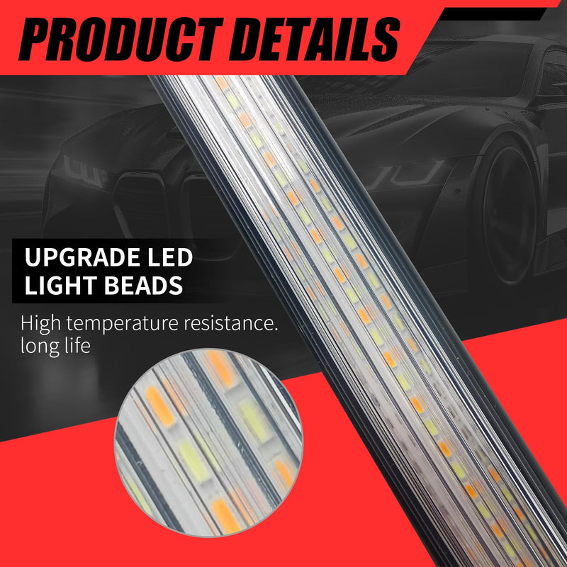 2 PCS LED Car Daytime Running Lights, Yellow Light Running Water Turn Signal Light, White High Brightness Car Light Bar, Universal for Most Cars (White #XL) 2 PCS #XL