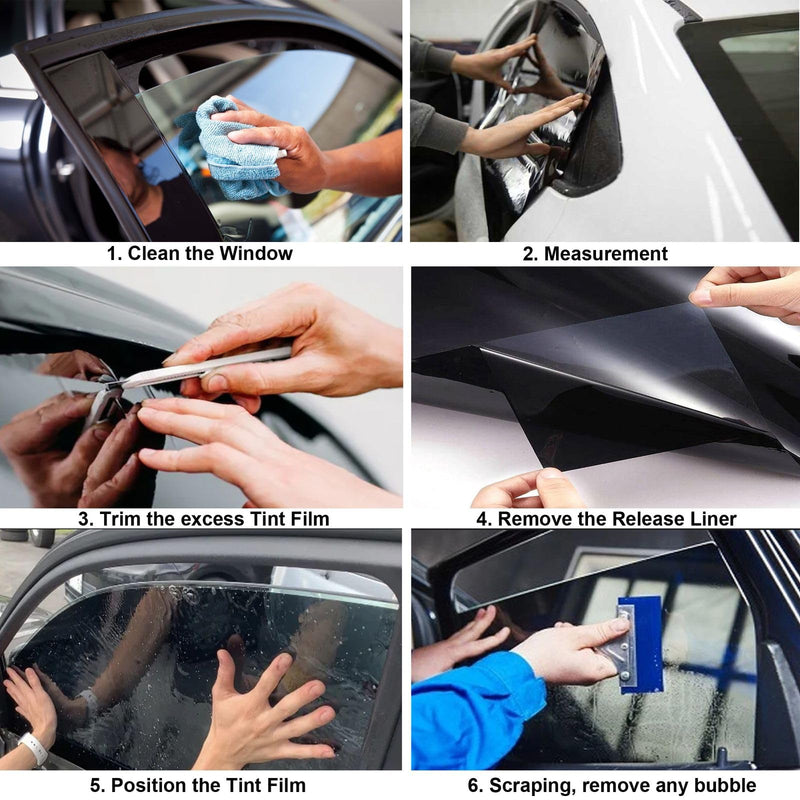 Mkbrother® Car Window Tint Film - 5% 20% 35% 50% VLT Options, UV & Heat Blocking, Scratch Resistant, Professtional Grade Privacy Tint for Auto & Home Windows 24in x 15ft 20%vlt