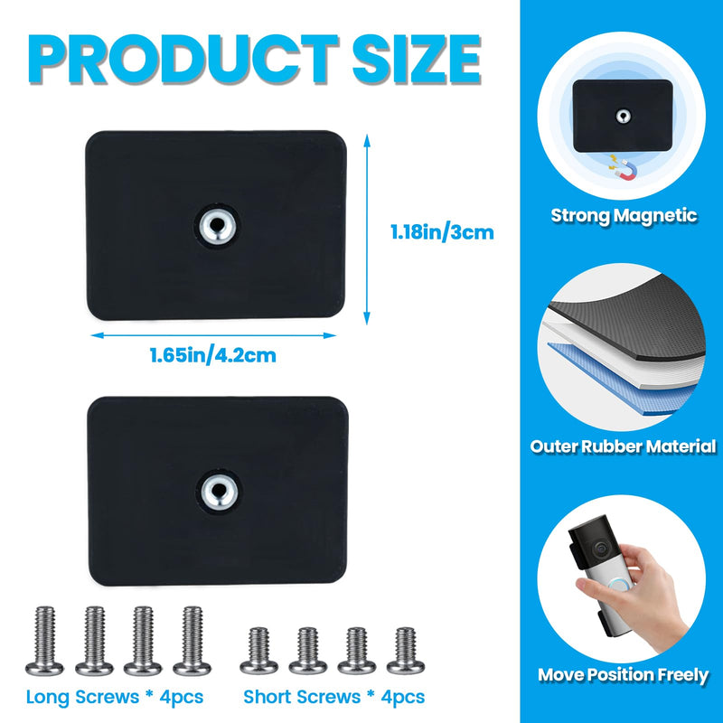 Magnetic Doorbell Mount Compatible with Ring BatteryDoorbell/Plus/Pro(2026) | 2 Pack No Drill Magnetic Doorbell Holder for Apartment Home Office, Renter Friendly Magnet Mounting Bracket for Metal Doors