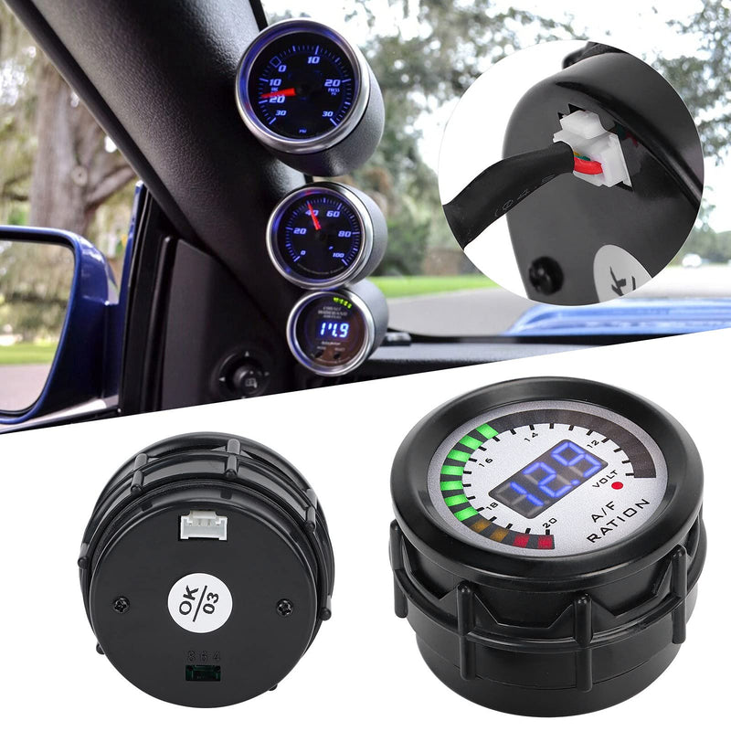 KIMISS Air Fuel Ratio AFR Gauge Kit, 52mm Car Air Fuel Ratio Gauge LED Blue Digital for 12V 4/6/8 Cylinder Gasoline Vehicle