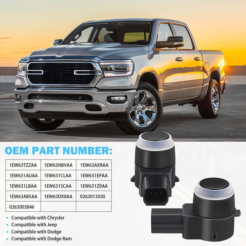 4 PCS PDC Parking Assist Sensor - Compatible with Dodge Journey, Durango, Ram 1500 2500 3500, Jeep Commander, Liberty, Grand Cherokee - Replace 1EW63TZZAA - Reverse Backup Parking Sensor