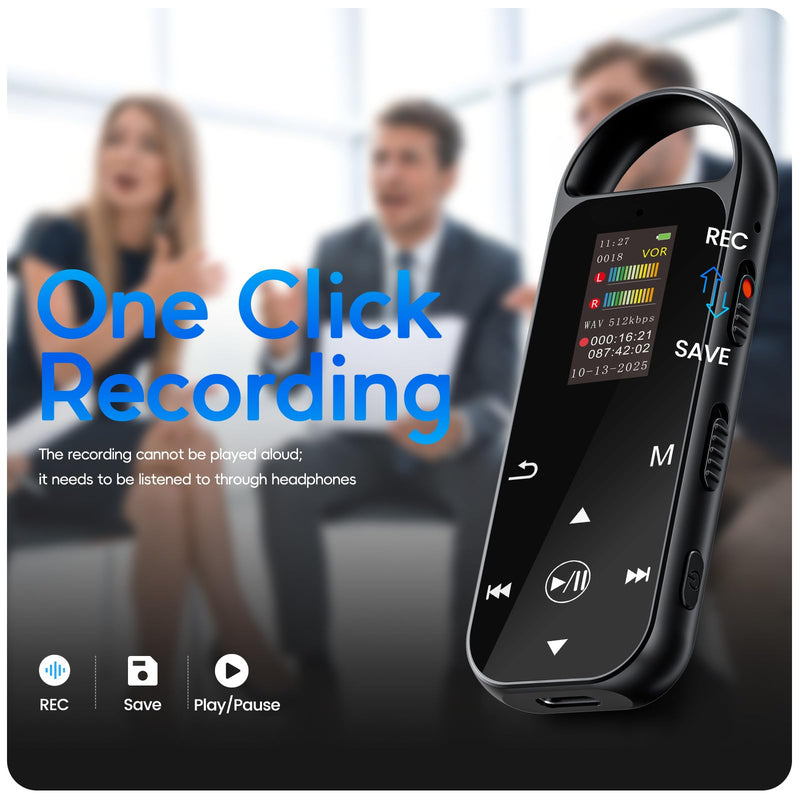 64GB Digital Voice Recorder,4600 Hours HD Voice Activated Recorder | AI-Intelligent Noise Reduction,A-B Repeat,Touch Button,Password,USB-C Recording Device for Lectures,Meetings,Interviews