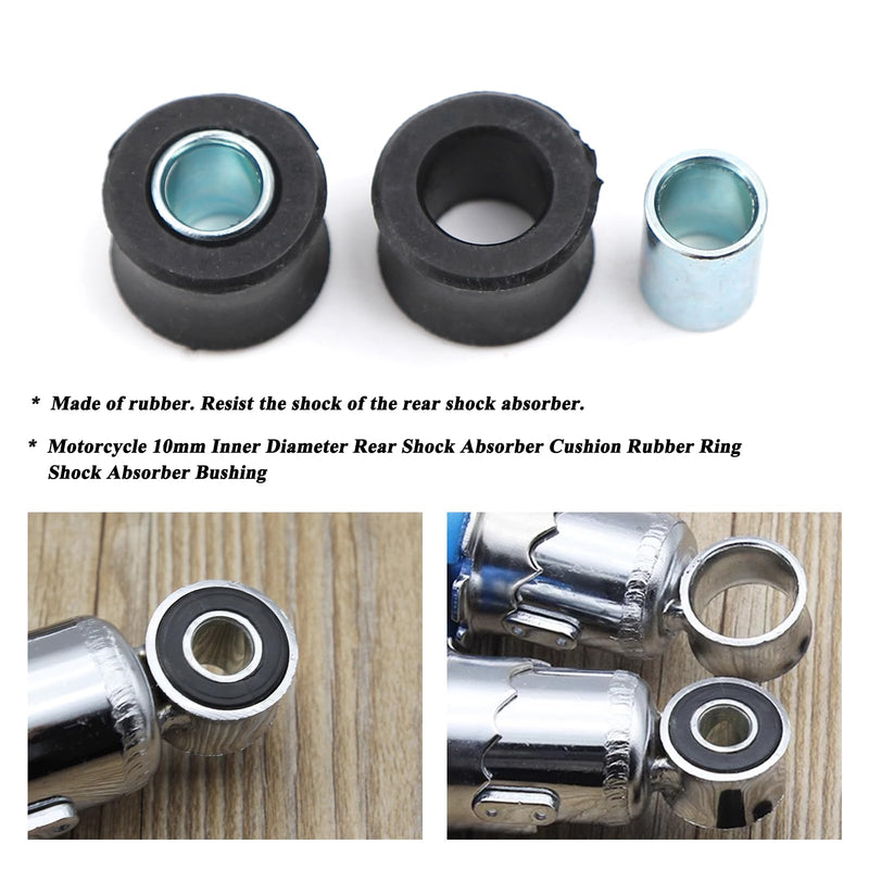Minho 4Pcs 10MM Rear Shock Absorbing Suspension Bushing Set in Rubber Material Compatible with Most Motorcycles Scooter ATV UTV Go Kart,Black Color black ID; 10MM
