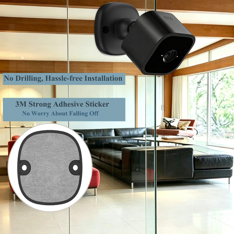 3 Pack Strong Adhesive Wall Mount Bracket Compatible with Blink Mini/Outdoor 4 (4th Gen) Camera, 360° Adjustable Indoor/Outdoor Wall Mount Stand, Easy to Install (Black) Black