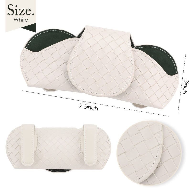KINIVA Sunglasses Holder for Car Visor Leather Glasses Case with Clips for Car Visor Automotive Interior Visor Accessories Apply to All Car Models (09 Beige) 09 Beige