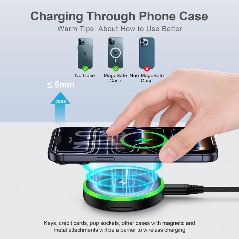Super Fast Magnetic Wireless Charger Pad MagSafe 25W with 30W Power Adapter | Wireless Charger Mat for Google Pixel 10 Pro Fold 10 Pro 10A,MagSafe Fast Wireless Charging Stand for Samsung Galaxy S26 S25 Black