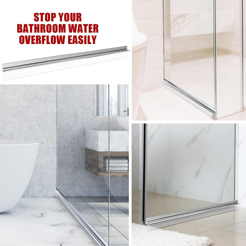 30" Chrome Framed Shower Door Replacement Drip Rail with Vinyl Sweep Door Water Deflector, Applied Mounting Tape and Screws (30Inch) 30Inch