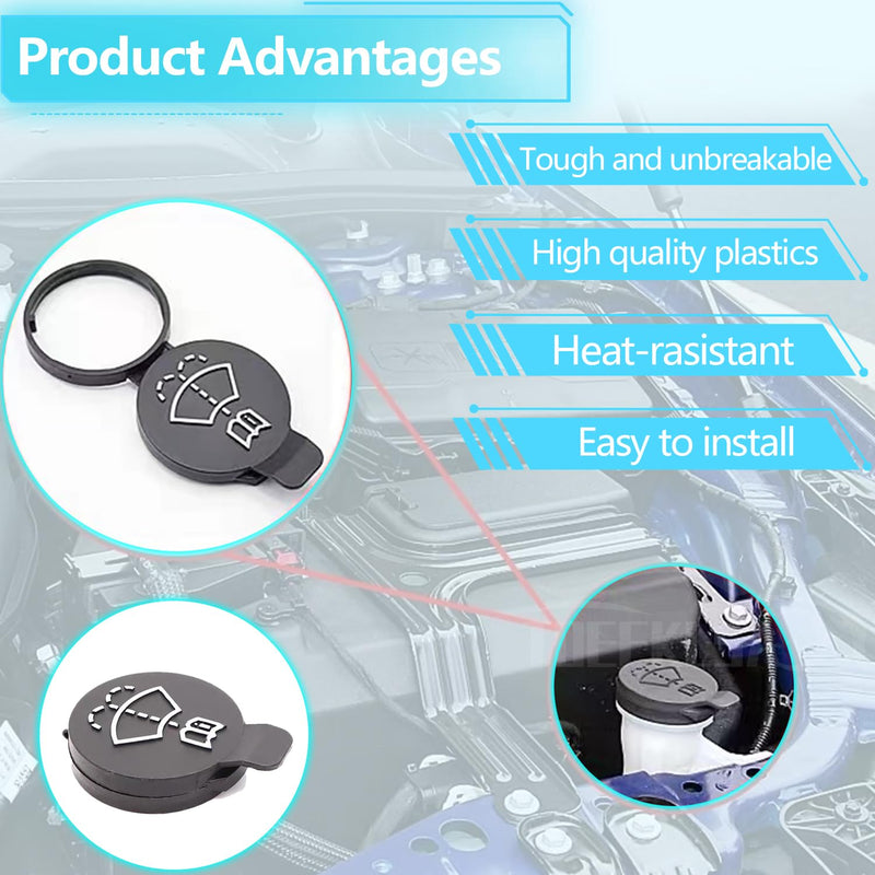 Windshield Wiper Washer Fluid Reservoir Tank Bottle Cap, Replacement for GMC Chevrolet Cadillac Buick - OEM#: 12767700, 13227300 (2 PACKS)