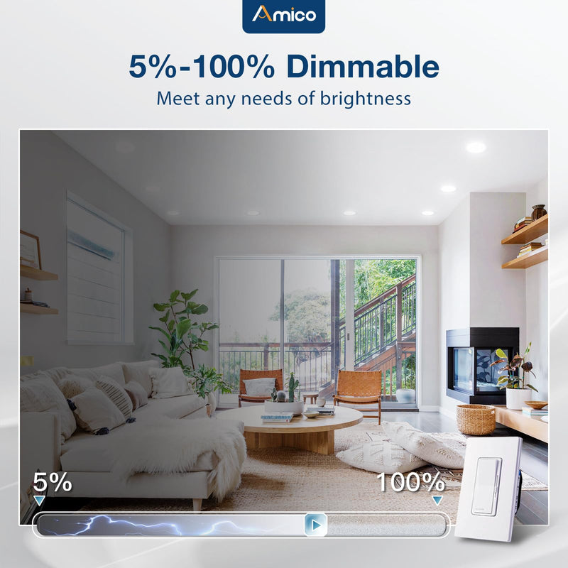 Amico Recessed Lighting 5/6 Inch, 4 Pack 5CCT Flat LED Can Lights, 2700K/3000K/4000K/5000K/6000K Selectable,12W Eqv 120W, 1050LM Brightness, Retrofit Installation - ETL & FCC 6 Inch