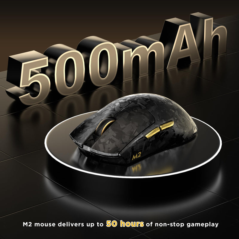 YUNZII M2 Dual 8K Wireless Gaming Mouse, PAW3395, 6-Level DPI(Black) | Carbon Fiber Decorative Pattern,Up to 30000 DPI,63g Ultra-Lightweight,Software and Web customization,Wired/BT/2.4GHz,500mAh Black