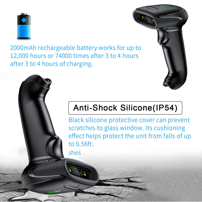 Symcode Wireless Barcode Scanner Versatile 2-in-1 (2.4Ghz Wireless+USB 2.0 Wired) Handheld Automatic 1D Laser Barcode Scanner 328 Feet Transmission Distance Rechargeable 1D Laser Bar Code Scanner Wireless Barcode Scanner 1D