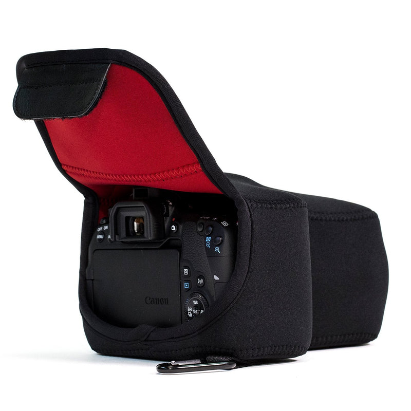 MegaGear MG1194 Ultra Light Neoprene Camera Case compatible with Canon EOS Rebel T8i, Kiss X10i, Rebel SL3, Kiss X10, Rebel SL2, Kiss X9, Rebel T7i, Kiss X9i (18-135 mm), 77D, 9000D, Rebel T6i - Black