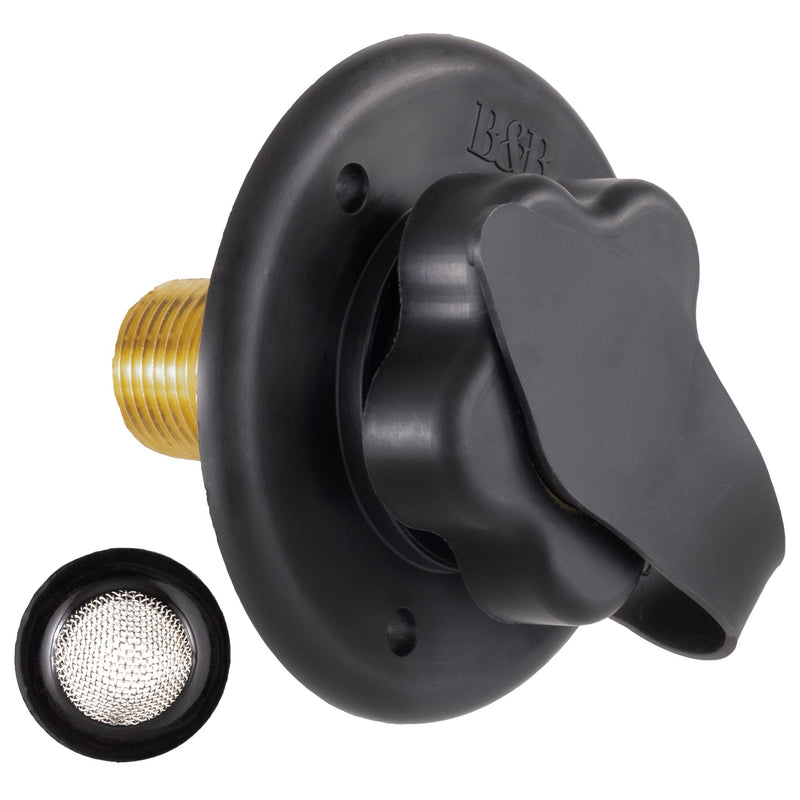 RecPro RV City Water Fill Inlet | Black | Optional Hose Elbow | Flange Brass with Check Valve | Camper | Trailer | Marine (No Hose Elbow) | Made in America No Hose Elbow