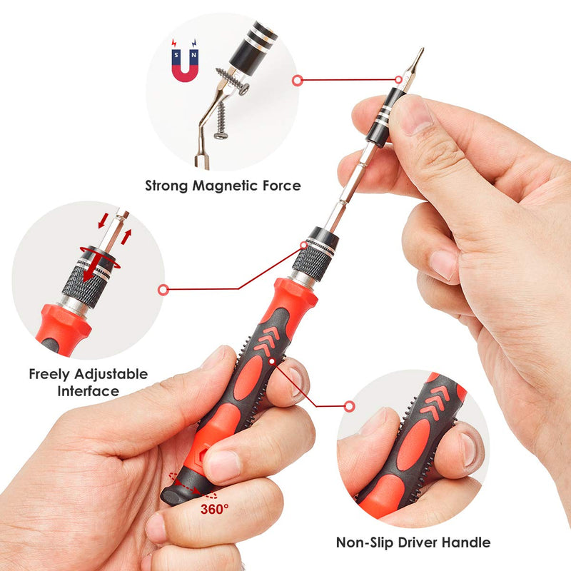 SHARDEN Precision Screwdriver Set, 122 in 1 Electronics Magnetic Repair Tool Kit with Case for Repair Computer, iPhone, PC, Cellphone, Laptop, Nintendo, PS4, Game Console, Watch, Glasses etc (Red) Red