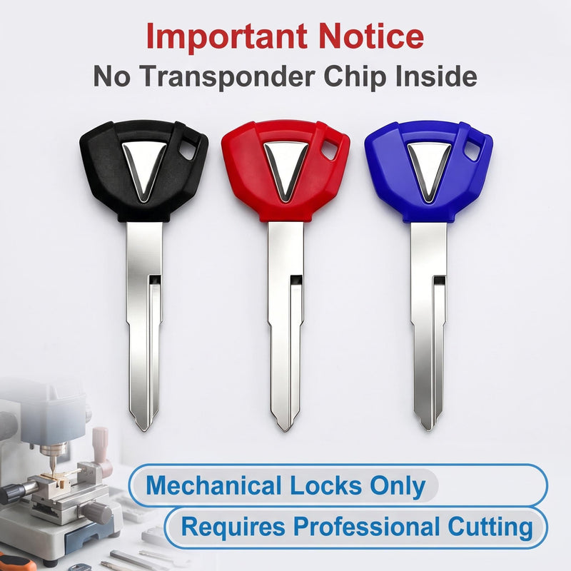 Blank Uncut Key for ZX6R 10R 14R Z750s 900 1000 3Pcs | 27008-0069 Black/Red/Blue 3