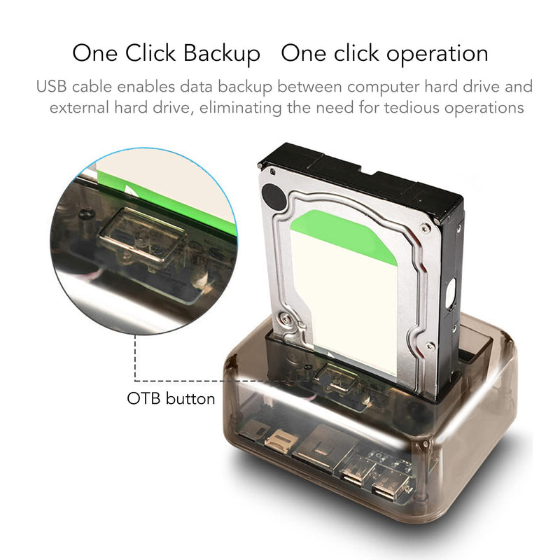 USB 3.0 to SATA IDE Bay Docking Station for 2.5 or 3.5in HDD SSD, Support 20TB, Hot Swap, Offline Clone, Tool Installation (US Plug)