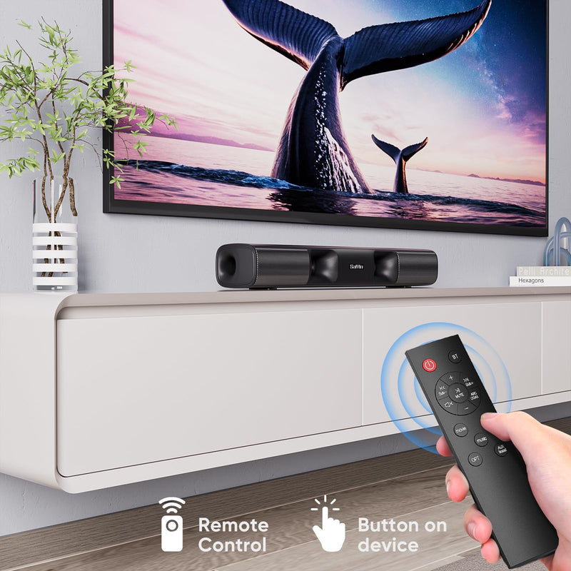 Sound Bar for Smart TV - 50W Powerful TV Sound Bar with Crystal Clear Dialogue & Enhanced Bass | 17-Inch Compact Soundbar for TV with Bluetooth 5.3, Optical & AUX, perfect for Smart TVs, PC, Projector