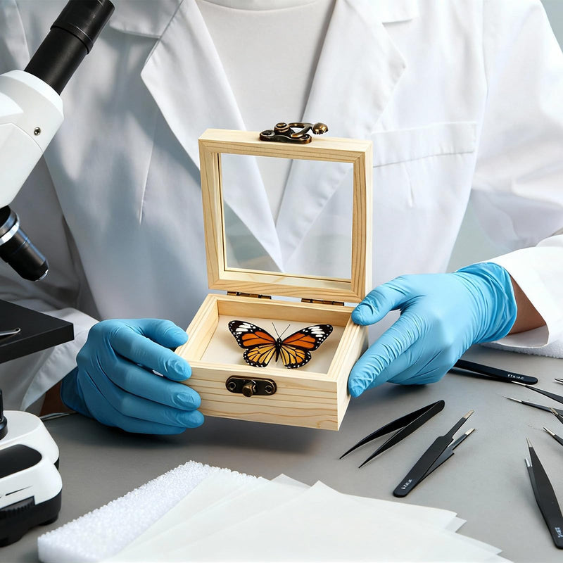 Spiareal 55 Pcs Insect Specimen Tools Kit Include 3.54 x 3.54 x 1.77 in 8 Pcs Display Case Box 6 Foam Pinning Board 3 Tubes Pins 6 Tweezers Butterfly Insect Pinning Kit Entomology Collection Supplies