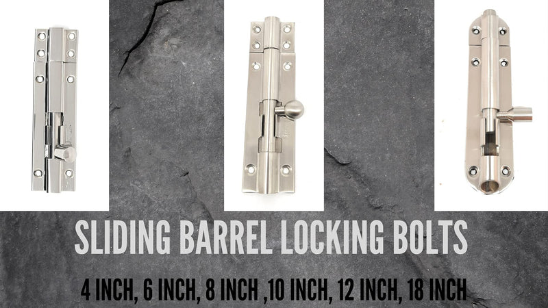 SSISKCON 10mm x 8 Inch Stainless Steel Barrel Bolt Sliding Door Latch, Heavy Duty Slide Lock, Mirror Polished 32 (629) Finish, Safety Purpose 8 inch Mirror Polished