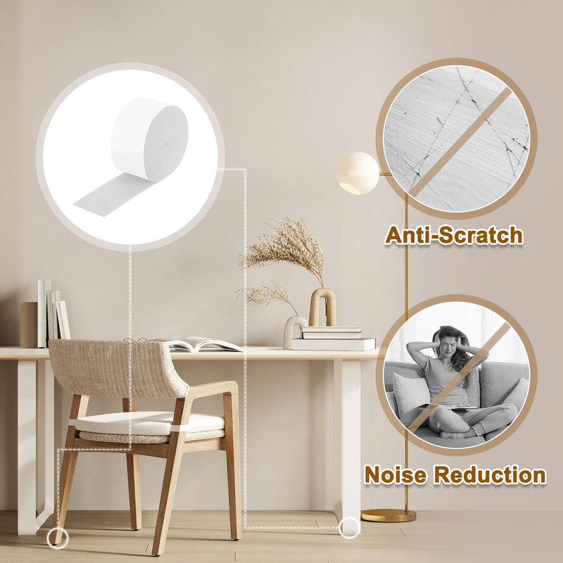 uxcell Felt Strips with Adhesive Backing, 2 Rolls 2" x 193" x 0.06" Anti Scratch Furniture Felt Tapes Self-Stick Pads for Protecting Hardwood Floor, White 2"x193"x0.06"