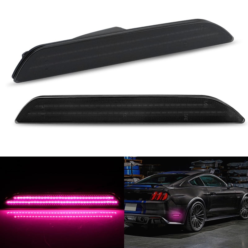 Bestview LED Side Marker Lights for Ford Mustang 2015-2023, Rear Fender Bumper side Marker Reflectors Lamps Kit Assembly,Somked Len 2PCS (Pink Purple) Pink Purple
