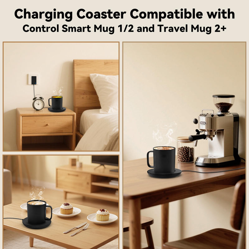Charging Coaster 2 Compatible with Em/BER Temperature Control Smart Mug 2 and 1,Cisain Charging Dock Base for Smart Coffee Cup Warmer Heated Travel Mug,Black