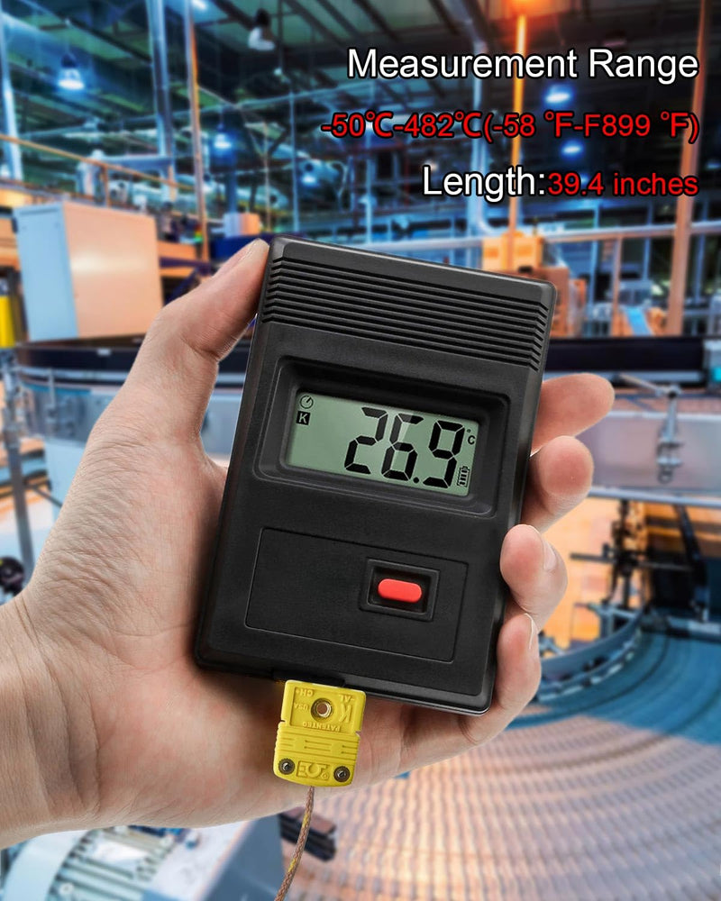 5Pcs K Type Mini-Connector Thermocouple Temperature Probe Sensor, 1 Meter Long Temperature Sensing Line, Measure Range -50°C~482°C (-58°F~899°F) 1 M