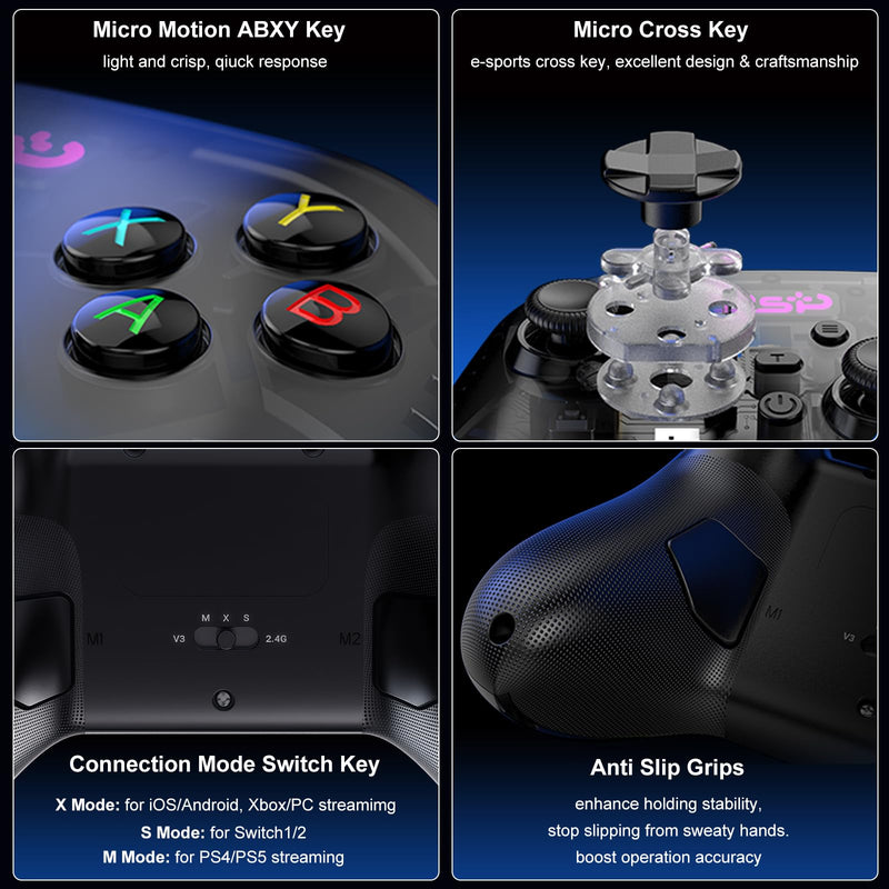 Megadream Game Controller for PC/Switch 2|Swith/Android/iPad/Tablet/iPhone Controller - RGB light - Hall Effect Trigger/Joystick - Call of Duty, Roblox, Genshin Impact, Direct Play, White