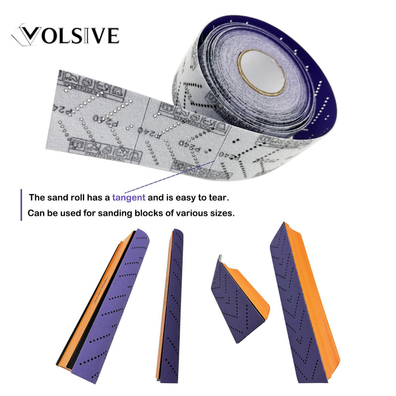Abrasive Sheet Roll Multi-Hole Sanding Roll Automotive Sandpaper Roll Clean Sand Sheet Roll for Woodworking, Auto Body Repair, 70 mm x 12 m - 400 Grit Purple Ceramic 400 Grit-2.75Inch x 13Y