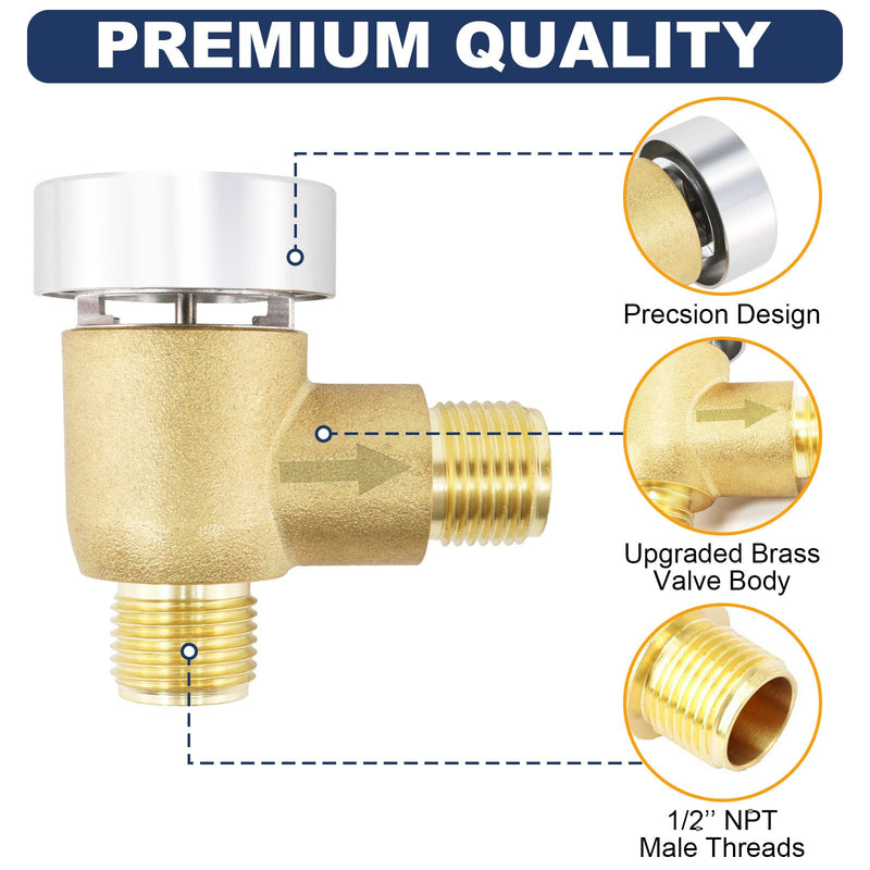 RV Vacuum Breaker Check Valve, Replace Leaking Vacuum Breaker on Black Tank Check Valve for RV Camper Trailer Flusher, 571-VAC-CHK-A Brass Breaker to Improve Freshwater