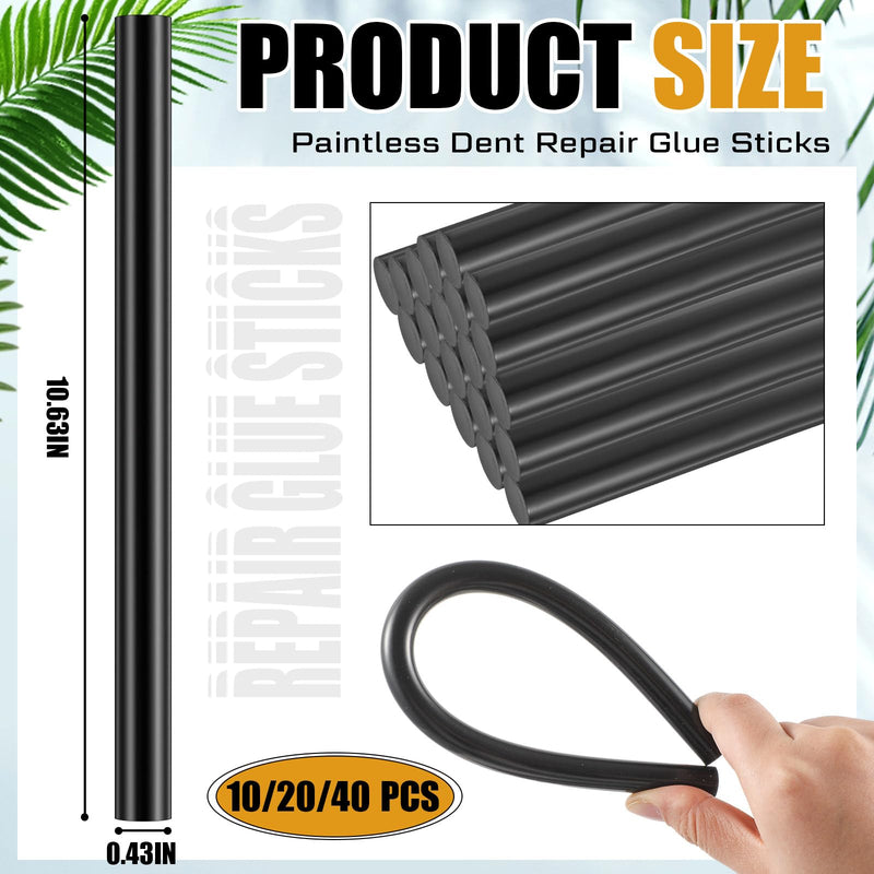 20 Pcs Paintless Dent Repair Glue Sticks PDR Glue Hot Sticks Paintless Dent Repair Tool for Car Restoration Remover Tool Set (Black) Black 20
