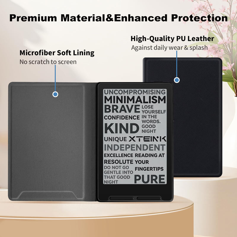 Magnetic Case for Xteink X3, Ultra-Lightweight Premium PU Leather Protective Cover with Magnetic Closure for Xteink X3 E-Reader (Rock Black) Rock Black