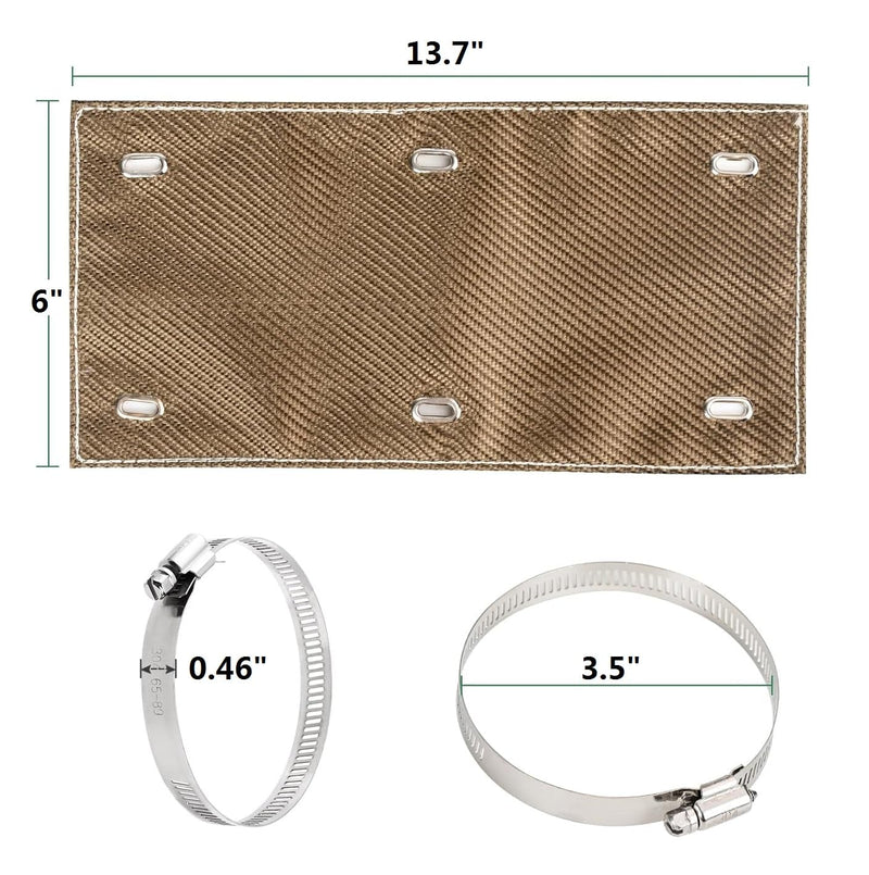 13.7" x 6" Titanium Pipe Shield, Exhaust Heat Shield, Two-layer Material Design, Heat Protection up to 1350°F