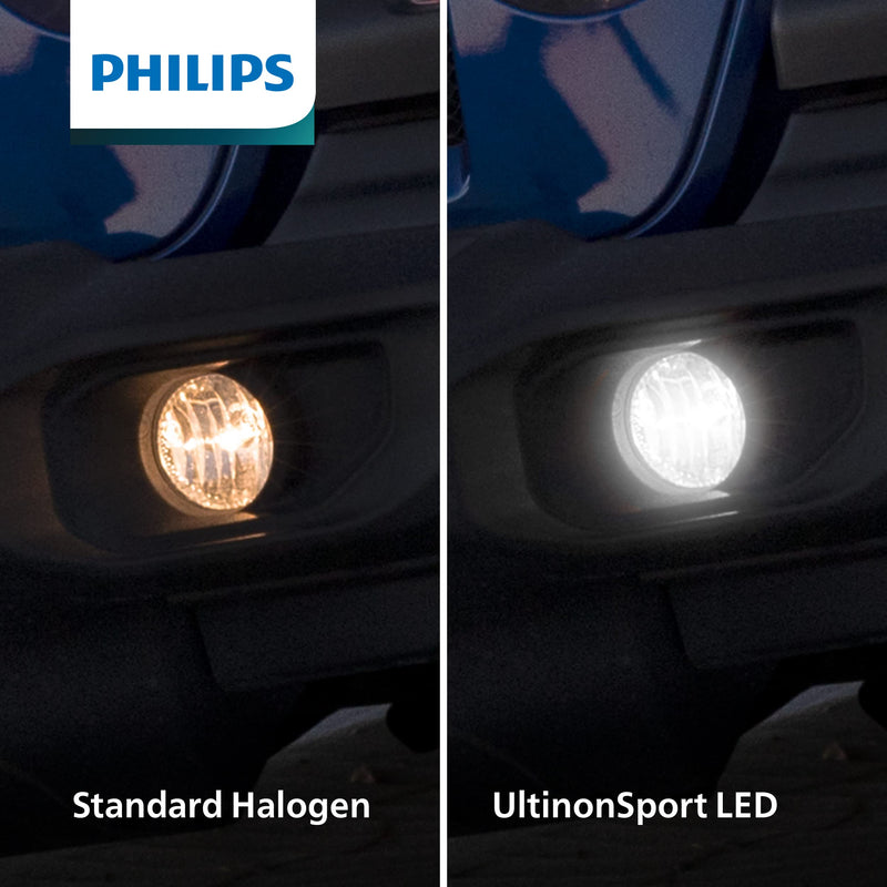 Philips UltinonSport H1 LED Bulb for Fog Light and Powersports Headlights, 2 Pack Clear