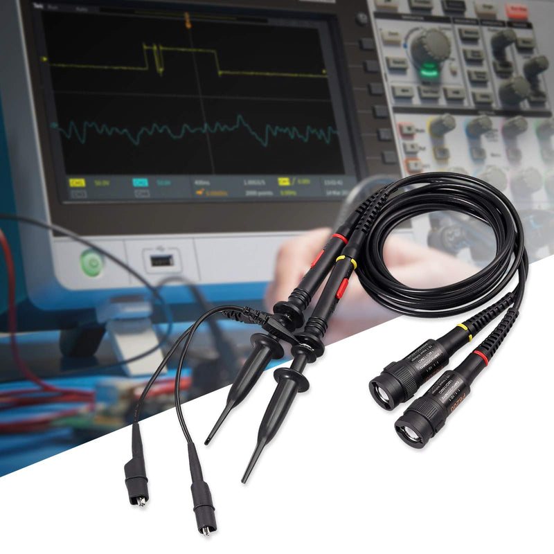 Proster 200Mhz Oscilloscope Probe Clip Scope Test BNC End Probe P2200 10X/1X Black with BNC to Mini Grabber 200Mhz Oscilloscope Probes