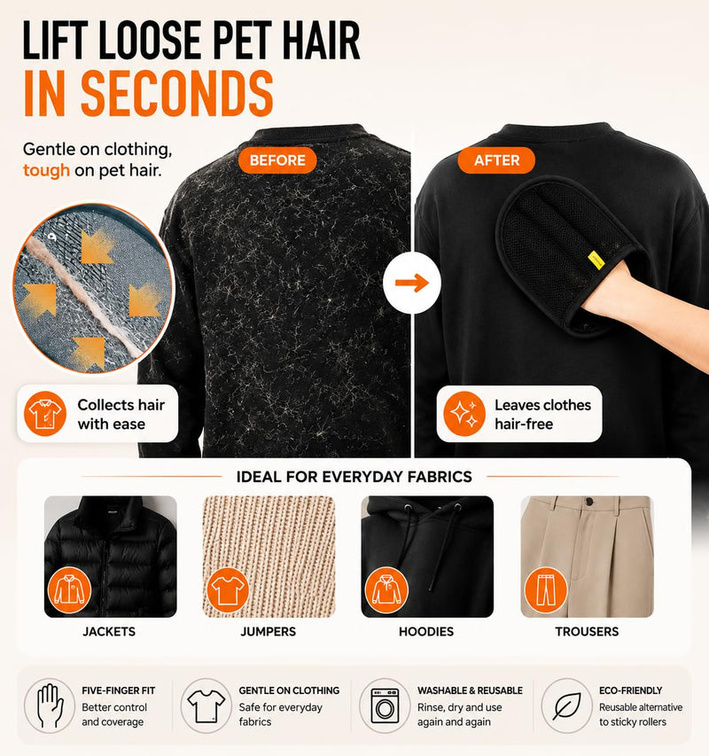 'Kin Pet Hair – Ultimate Pet Hair Removal Kit | Reusable Pet Hair Roller, Hair Removal Glove & Scraper for Dog & Cat Hair from Sofas, Carpets, Furniture & Car Interiors | Complete reusable pet hair remover kit with roller, glove, scraper and cotton sto...