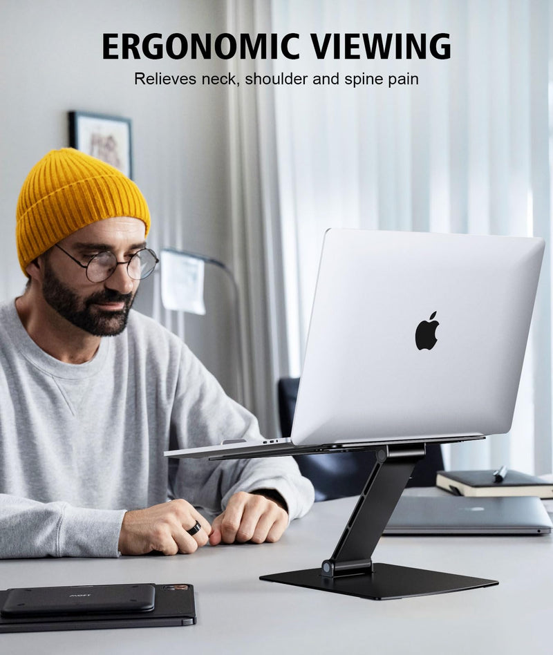 Laptop Stand for Desk, Aluminum Adjustable Foldable Laptop Riser, Ergonomic Computer Stand Compatible with MacBook, Dell, Samsung, Lenovo, 10-16"