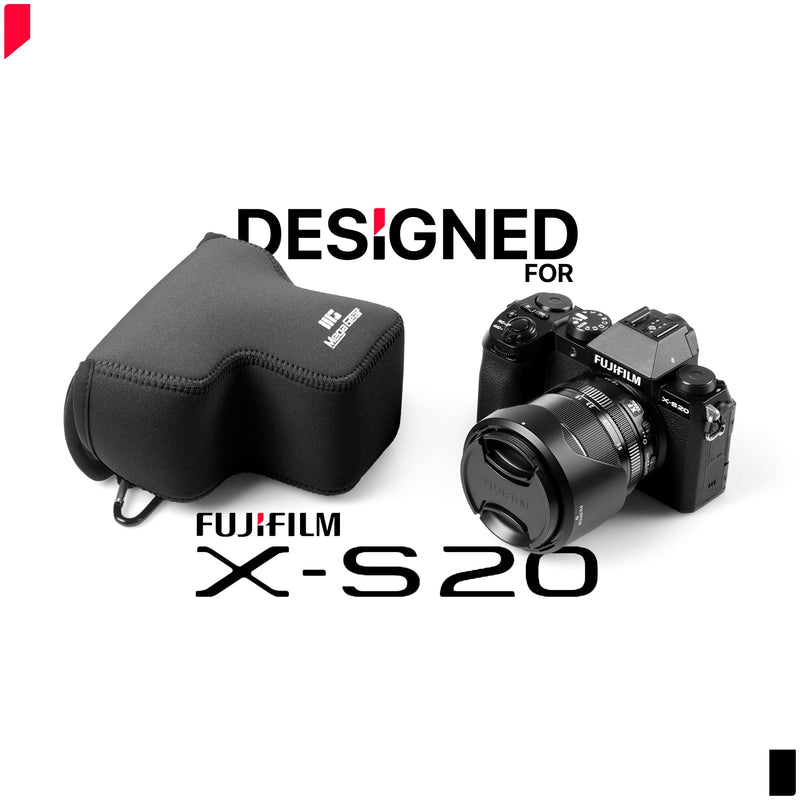 MegaGear Neoprene Camera Case for Fujifilm X-S20 (18-55mm) - Stylish and Protective Digital Photography Bag - Black