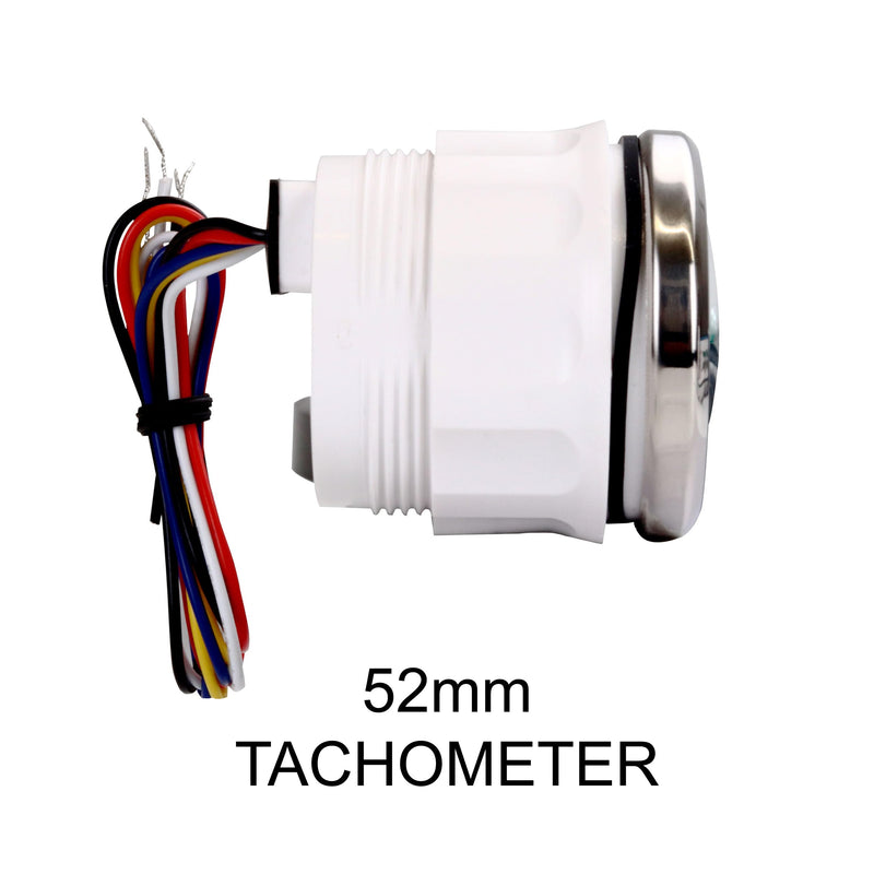 MOTOR METER RACING W Pro Series 52mm 2-1/16" Tachometer 8000 RPM Gasoline Diesel Engine with Hour Meter Black Dial White LED Waterproof for Car Truck Boat Yacht Motorcycle 8000 RPM 52mm